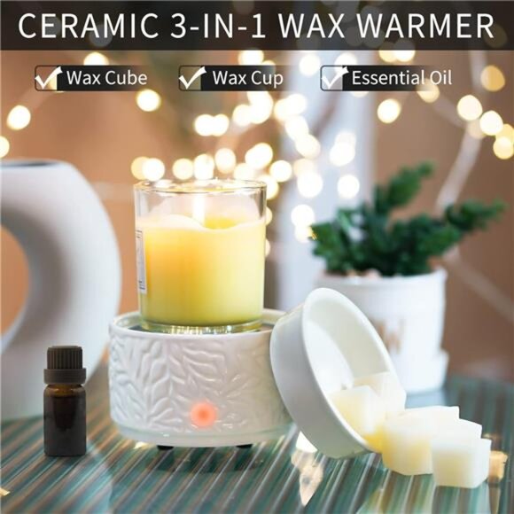Wax Melt Warmer Ceramic 3-in-1 Electric Candle Wax Warmer for Scented Wax - Picture 2 of 7